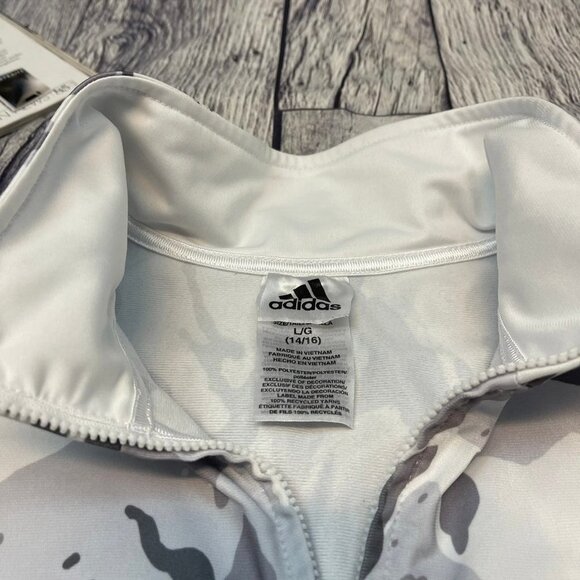 Adidas 3-Stripes Track Jacket Youth Size Large‎ White Camouflage Coat Sweater - Picture 7 of 12